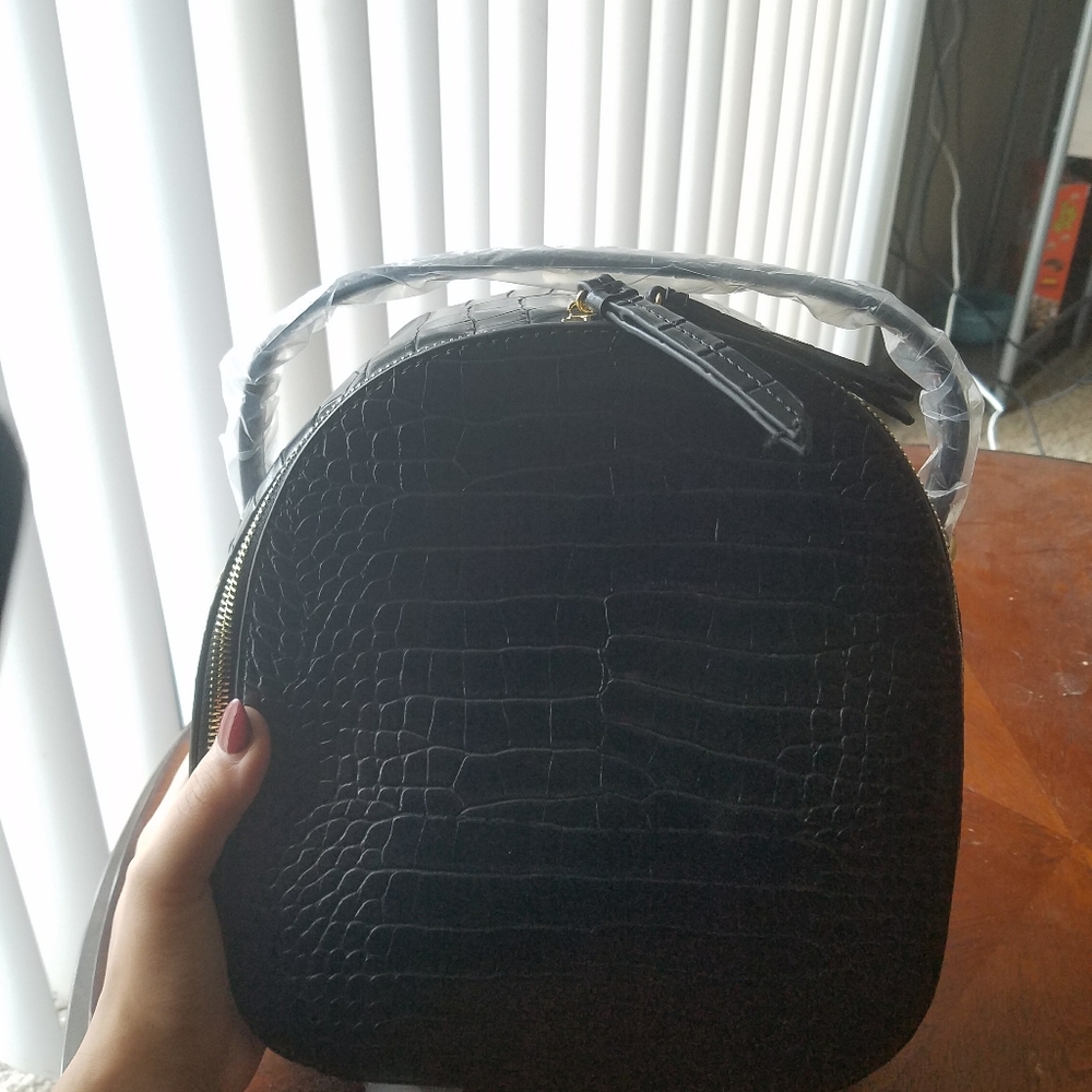 Black snake skin mini backpack